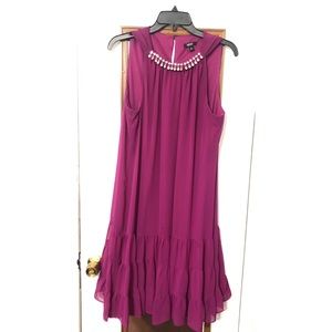 MSK Jeweled Neckline Ruffle Hem dress